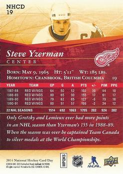 2014 Upper Deck National Hockey Card Day Canada #NHCD 19 Steve Yzerman Back