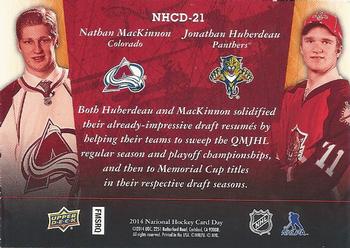 2014 Upper Deck National Hockey Card Day Canada #NHCD-21 Nathan MacKinnon / Jonathan Huberdeau Back
