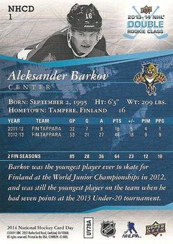 2014 Upper Deck National Hockey Card Day USA #NHCD 1 Aleksander Barkov Back