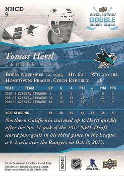 2014 Upper Deck National Hockey Card Day USA #NHCD 9 Tomas Hertl Back