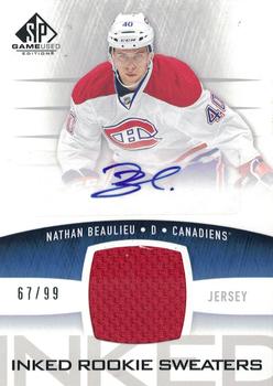 2013-14 SP Game Used - Inked Rookie Sweaters #IRS-NB Nathan Beaulieu Front