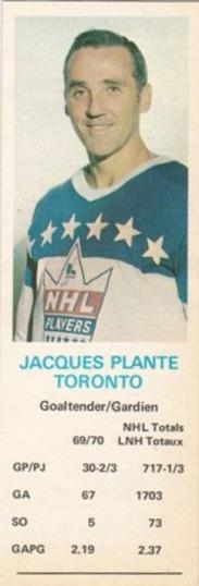 1970-71 Dad's Cookies #NNO Jacques Plante Front