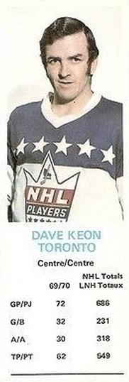 1970-71 Dad's Cookies #NNO Dave Keon Front