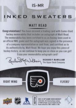 2013-14 SP Game Used - Inked Sweaters #IS-MR Matt Read Back