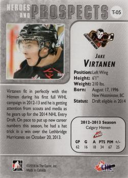 2013-14 In The Game Heroes and Prospects - Tenth Anniversary Tribute #T-05 Jake Virtanen Back