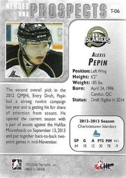 2013-14 In The Game Heroes and Prospects - Tenth Anniversary Tribute #T-06 Alexis Pepin Back