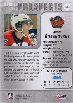 2013-14 In The Game Heroes and Prospects - Tenth Anniversary Tribute #T-13 Andre Burakovsky Back