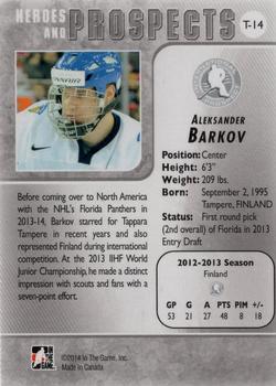 2013-14 In The Game Heroes and Prospects - Tenth Anniversary Tribute #T-14 Aleksander Barkov Back