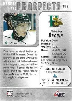 2013-14 In The Game Heroes and Prospects - Tenth Anniversary Tribute #T-16 Jonathan Drouin Back