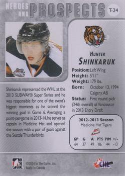 2013-14 In The Game Heroes and Prospects - Tenth Anniversary Tribute #T-24 Hunter Shinkaruk Back