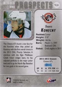 2013-14 In The Game Heroes and Prospects - Tenth Anniversary Tribute #T-31 Travis Konecny Back
