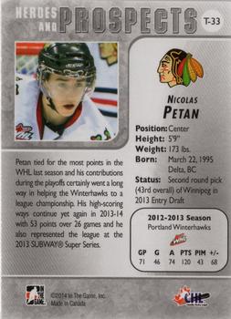 2013-14 In The Game Heroes and Prospects - Tenth Anniversary Tribute #T-33 Nicolas Petan Back