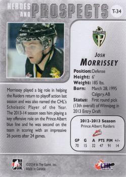 2013-14 In The Game Heroes and Prospects - Tenth Anniversary Tribute #T-34 Josh Morrissey Back