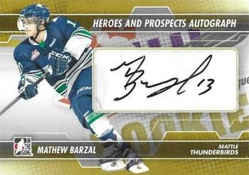2013-14 In The Game Heroes and Prospects - Autographs #A-MB Mathew Barzal Front