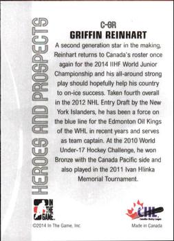 2013-14 In The Game Heroes and Prospects - Canadiana #C-GR Griffin Reinhart Back