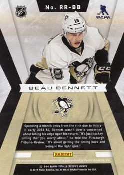 2013-14 Panini Totally Certified - Rookie Roll Call Red Jersey #RR-BB Beau Bennett Back