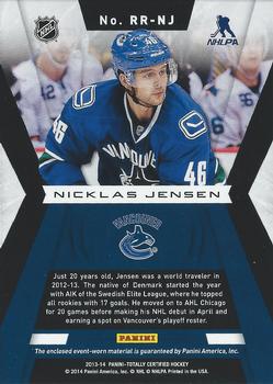2013-14 Panini Totally Certified - Rookie Roll Call Red Jersey #RR-NJ Nicklas Jensen Back