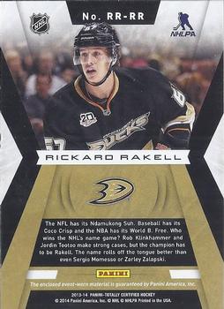 2013-14 Panini Totally Certified - Rookie Roll Call Red Jersey #RR-RR Rickard Rakell Back
