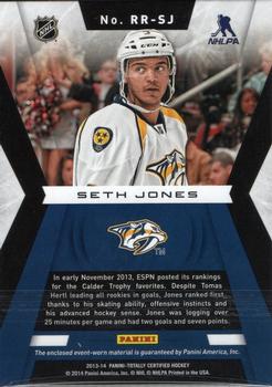 2013-14 Panini Totally Certified - Rookie Roll Call Red Jersey #RR-SJ Seth Jones Back