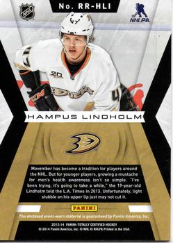 2013-14 Panini Totally Certified - Rookie Roll Call Red Jersey #RR-HLI Hampus Lindholm Back