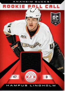 2013-14 Panini Totally Certified - Rookie Roll Call Red Jersey #RR-HLI Hampus Lindholm Front