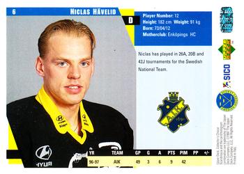 1997-98 Collector's Choice Swedish #6 Niclas Hävelid Back