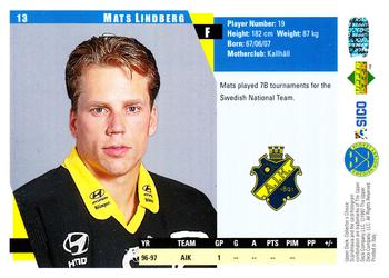 1997-98 Collector's Choice Swedish #13 Mats Lindberg Back