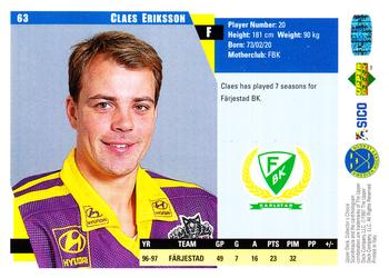 1997-98 Collector's Choice Swedish #63 Claes Eriksson Back