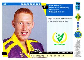 1997-98 Collector's Choice Swedish #64 Jörgen Jönsson Back