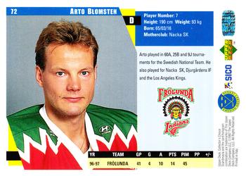 1997-98 Collector's Choice Swedish #72 Arto Blomsten Back