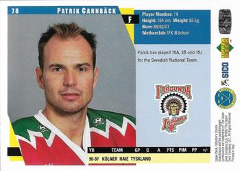 1997-98 Collector's Choice Swedish #78 Patrik Carnback Back