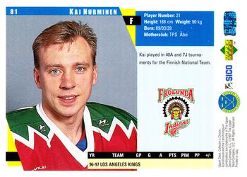 1997-98 Collector's Choice Swedish #81 Kai Nurminen Back
