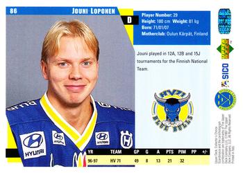1997-98 Collector's Choice Swedish #86 Jouni Loponen Back