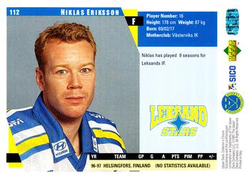 1997-98 Collector's Choice Swedish #112 Niklas Eriksson Back