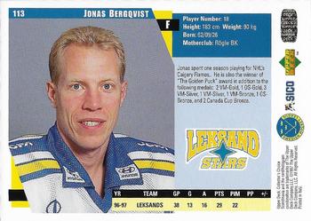 1997-98 Collector's Choice Swedish #113 Jonas Bergqvist Back