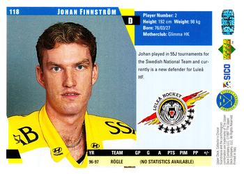 1997-98 Collector's Choice Swedish #118 Johan Finnström Back