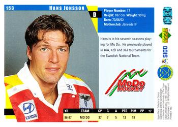 1997-98 Collector's Choice Swedish #153 Hans Jonsson Back