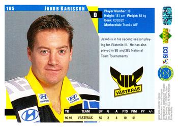 1997-98 Collector's Choice Swedish #185 Jakob Karlsson Back