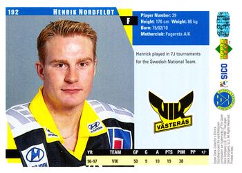 1997-98 Collector's Choice Swedish #192 Henrik Nordfeldt Back