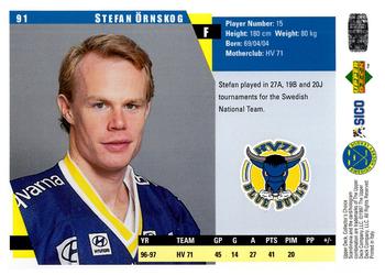 1997-98 Collector's Choice Swedish #91 Stefan Örnskog Back