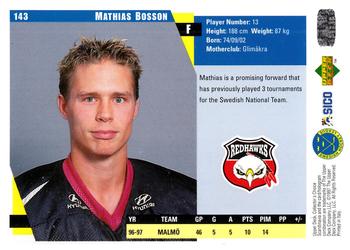 1997-98 Collector's Choice Swedish #143 Mattias Bosson Back