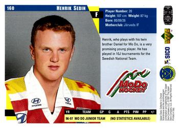 1997-98 Collector's Choice Swedish #160 Henrik Sedin Back