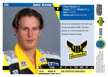 1997-98 Collector's Choice Swedish #193 Jonas Olsson Back