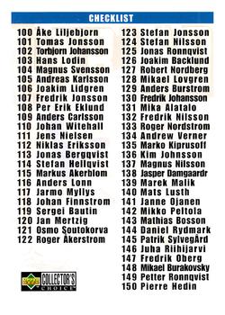 1997-98 Collector's Choice Swedish #225 Checklist Front