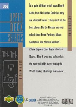 1997-98 Collector's Choice Swedish - Upper Deck Selects #UD9 Henrik Sedin Back
