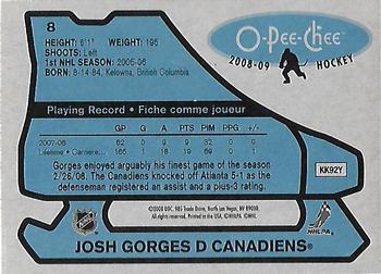 2008-09 O-Pee-Chee - 1979-80 Retro #8 Josh Gorges Back