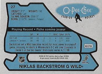 2008-09 O-Pee-Chee - 1979-80 Retro #27 Niklas Backstrom Back
