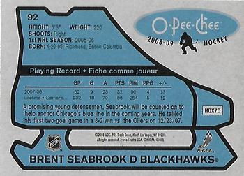 2008-09 O-Pee-Chee - 1979-80 Retro #92 Brent Seabrook Back