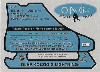 2008-09 O-Pee-Chee - 1979-80 Retro #317 Olaf Kolzig Back