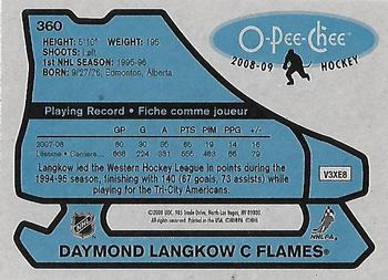2008-09 O-Pee-Chee - 1979-80 Retro #360 Daymond Langkow Back